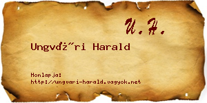 Ungvári Harald névjegykártya